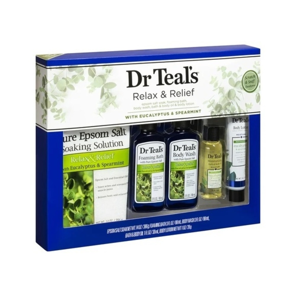 ✨Dr Teal's 5 Pc. Relax & Relief  Eucalyptus & Spearmint Gift Set. New